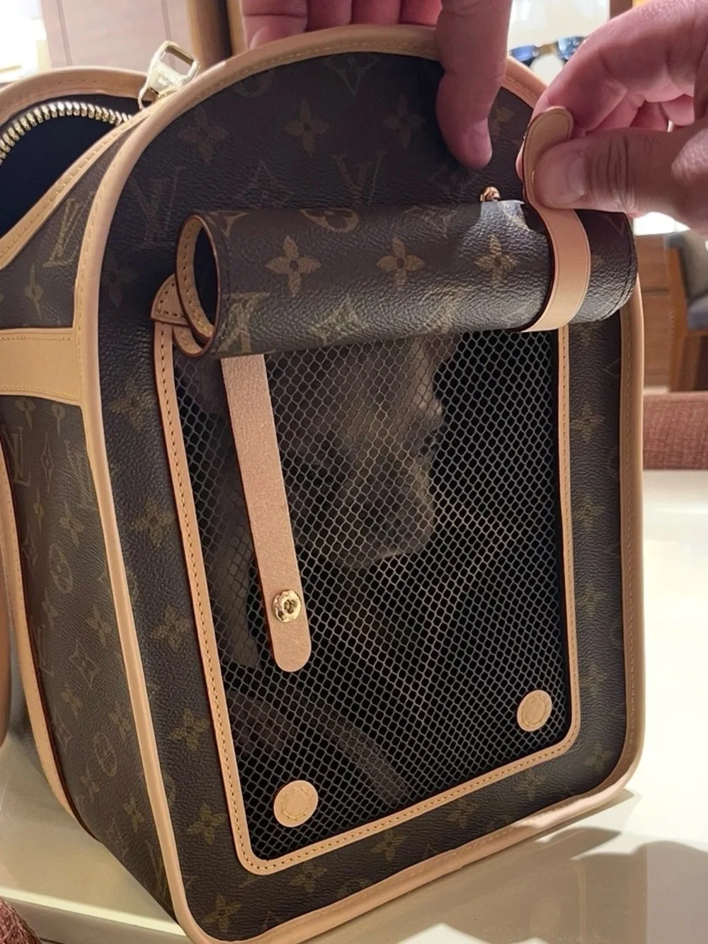 Louis Vuitton Brown Monogram Canvas Pet Carrier with Natural Trim